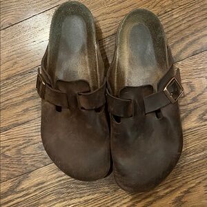 Birkenstock 10 Brown Slip-On Clogs with Buckle